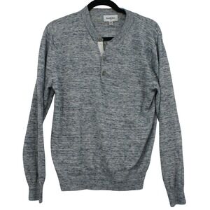 Goodfellow & Co Mens Blue Marled Henley Sweater Long Sleeve Size Medium Casual